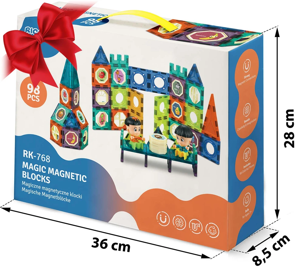 Magnetinių kaladėlių bokštas RK-768 Ricokids