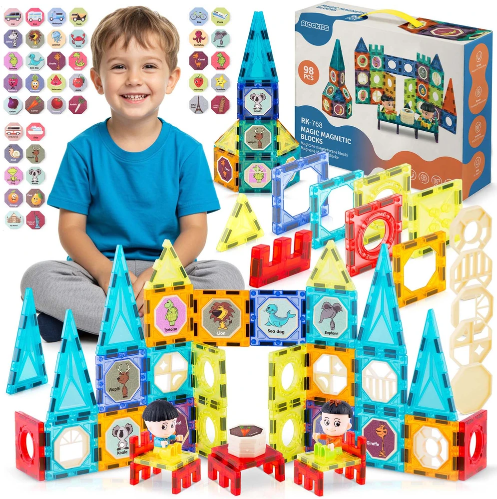 Magnetinių kaladėlių bokštas RK-768 Ricokids