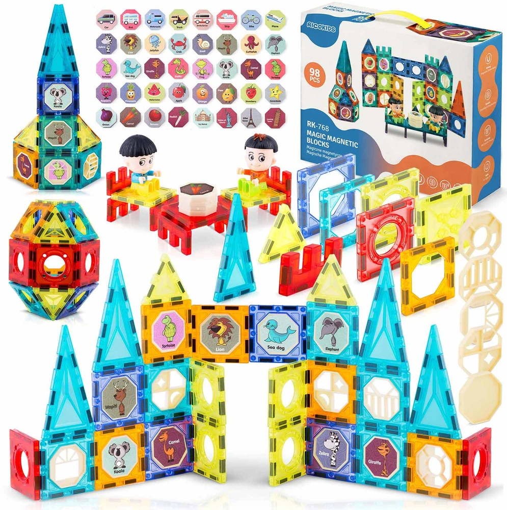 Magnetinių kaladėlių bokštas RK-768 Ricokids