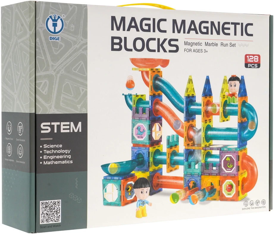 Klocki Magnetyczne Rinkinys 128 dalys