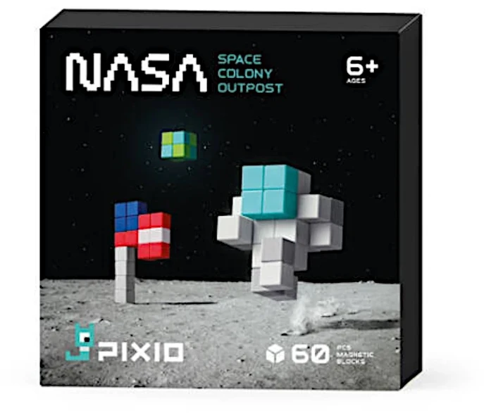 Magnetinių klockų rinkinys kosminės kolonijos statybai, vaikams nuo 6 metų, PIXIO NASA, spalvotas