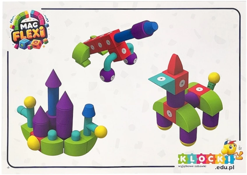 Magnetinių putų konstruktorius MagFlexi 100 detalių, vaikams nuo 3 metų, spalvotas