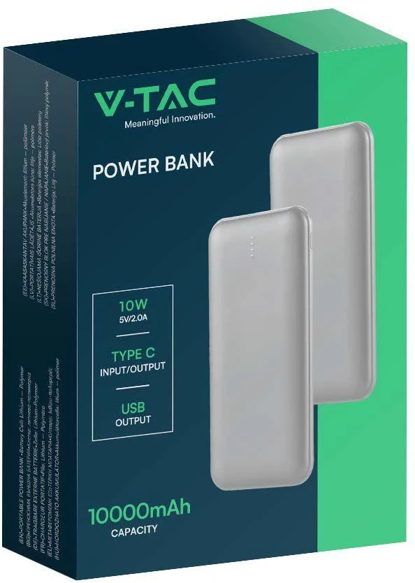 Maitinimo blokas V-TAC 10000mAh sidabrinis