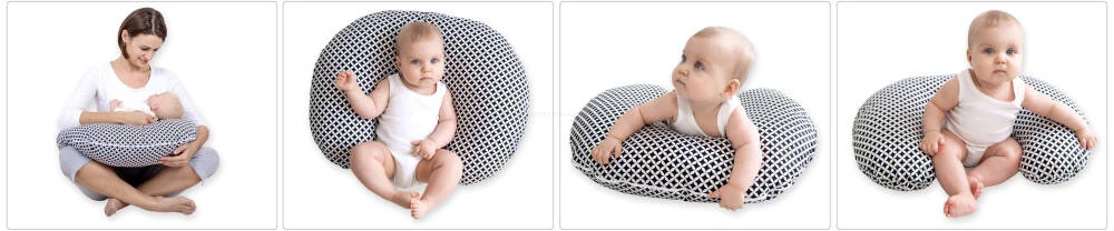 Bobono Maitinimo pagalvė žindymui, nuimamas užvalkalas, rožinė su pelėdžiukais