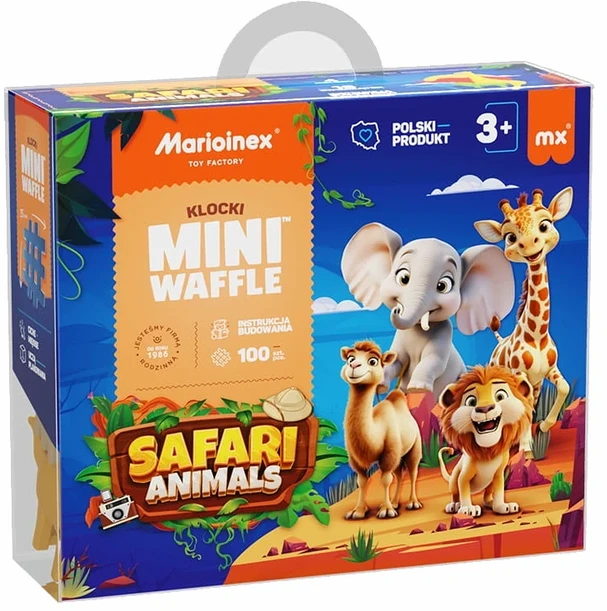Marioinex Mini Waffle 300 lankstūs konstruktoriaus kaladėlių rinkinys vaikams nuo 2 metų, skatina kūrybiškumą, spalvotas