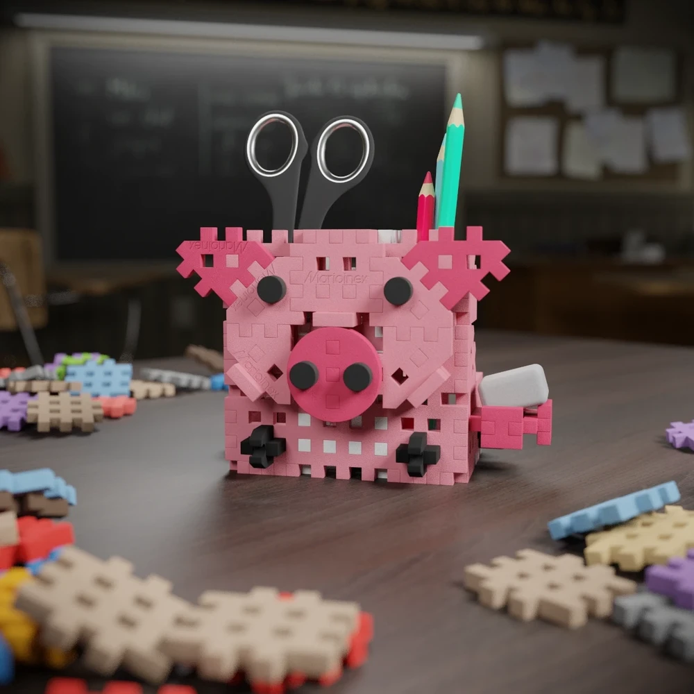 Marioinex Mini Waffle 300 lankstūs konstruktoriaus kaladėlės vaikams nuo 2 metų, skatina kūrybiškumą, spalvotos
