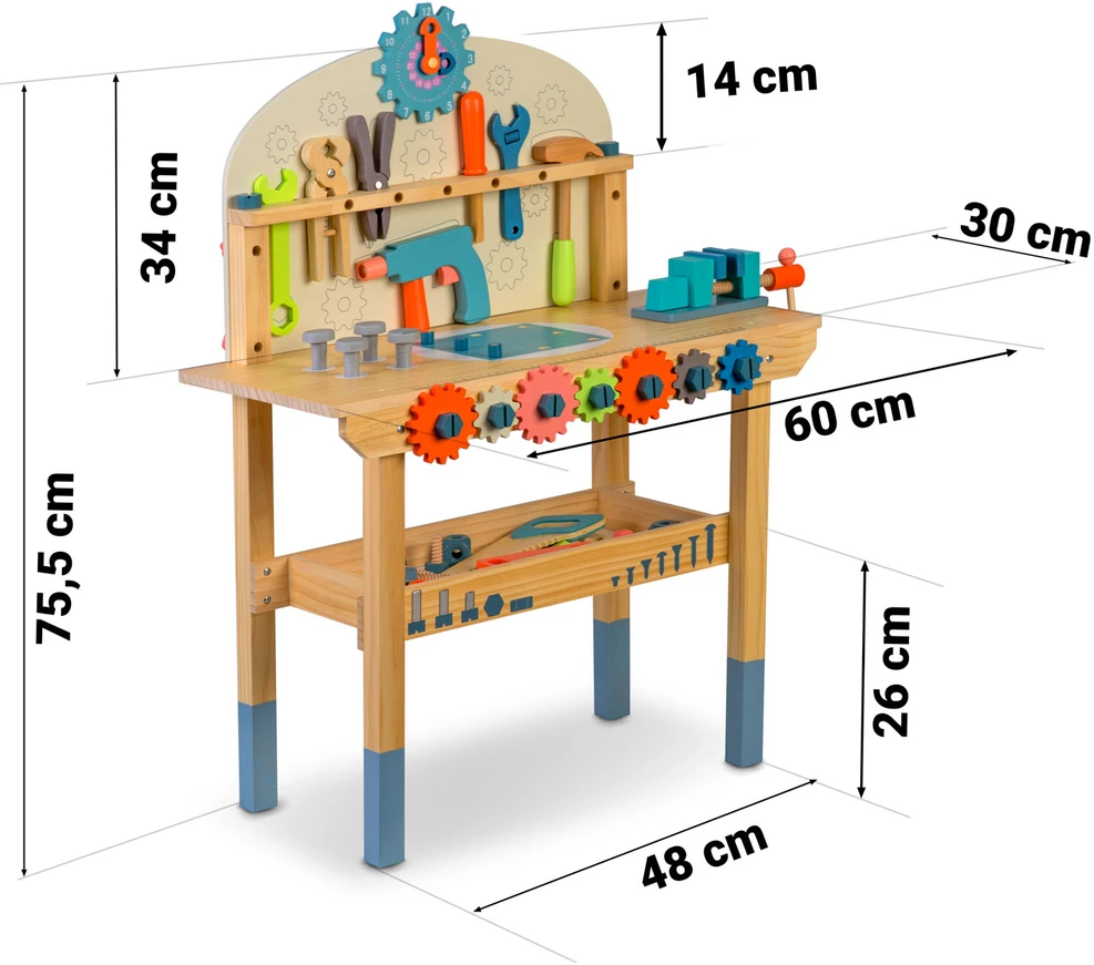 Medinės meistro dirbtuvės su įrankiais RK-876 Ricokids