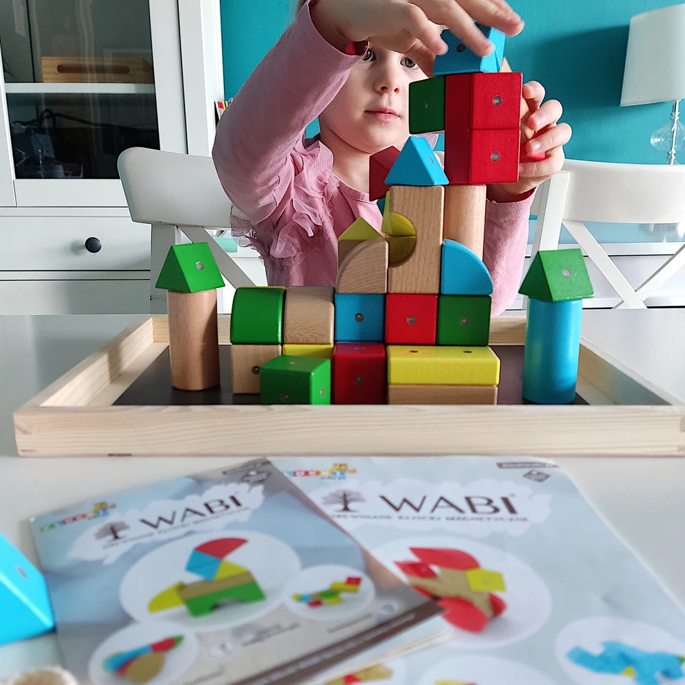 Medinė magnetinė WABI PAD dėklas kūrybiniam žaidimui su kaladėlėmis, vaikams nuo 3 metų