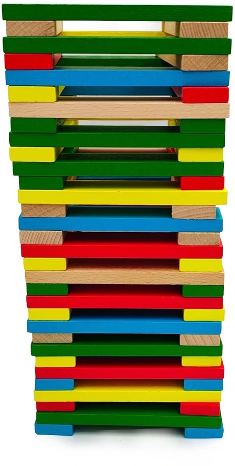 Medinės kūrybinės kaladėlės Wabi Planks 12 cm, 200 vnt., vaikams nuo 3 metų, spalvotos