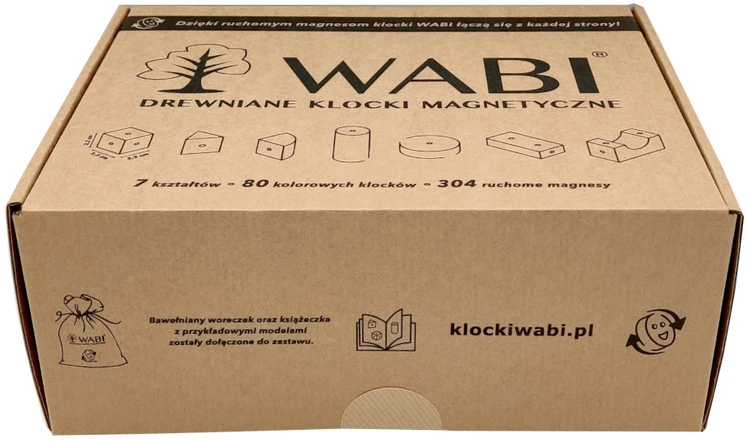 WABI medinės magnetinės kaladėlės 80 vnt.