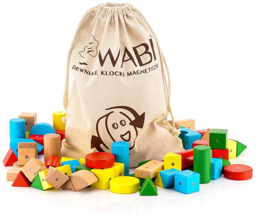 WABI medinės magnetinės kaladėlės 80 vnt.