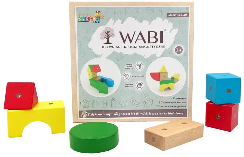 WABI medinės magnetinės kaladėlės 20 vnt.