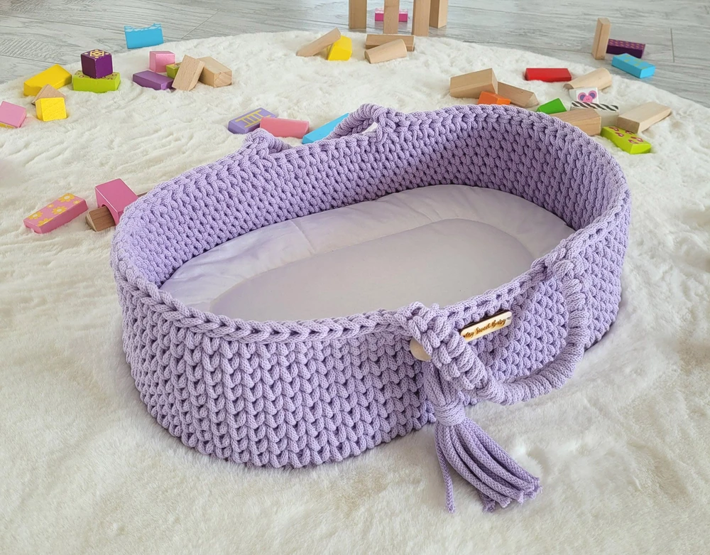 Lėlių nešynė boho stiliaus, medvilninė, violetinė