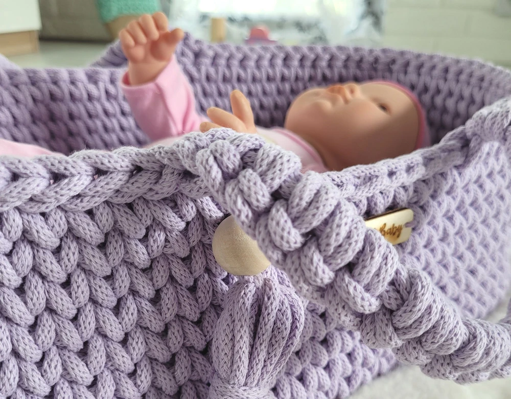 Lėlių nešynė boho stiliaus, medvilninė, violetinė
