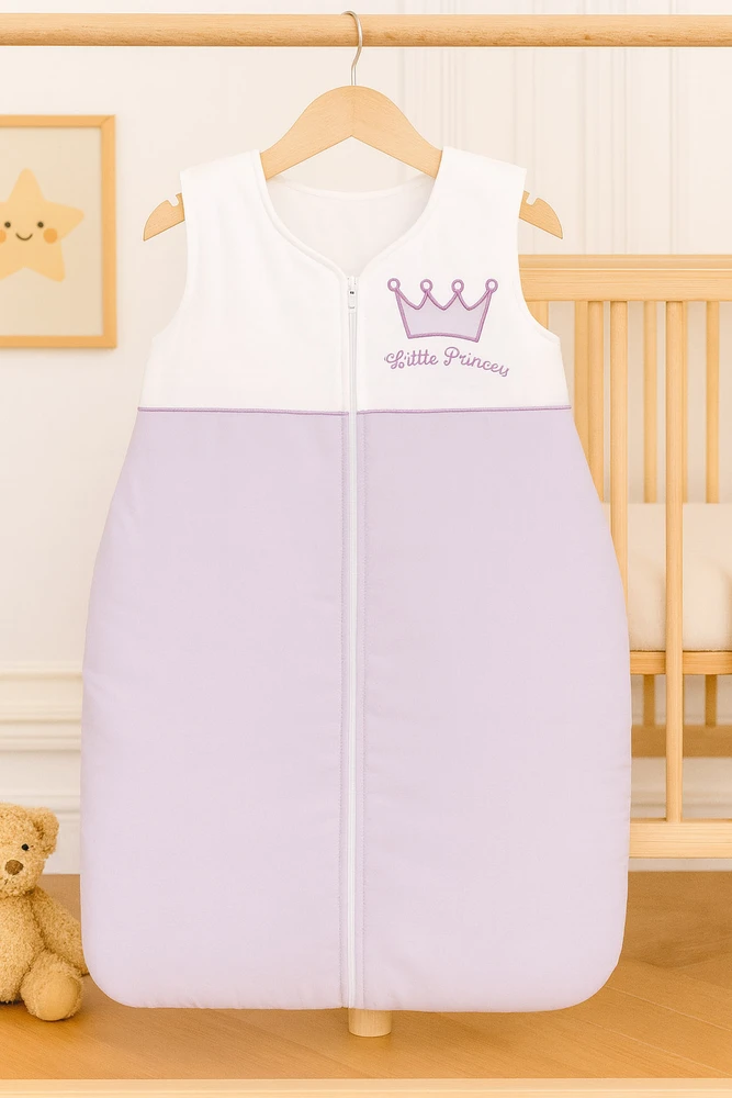 Medvilninis miegmaišis vaikams 6-12 mėn., vidutinio storio, visų sezonų, alyvinis Little Princess
