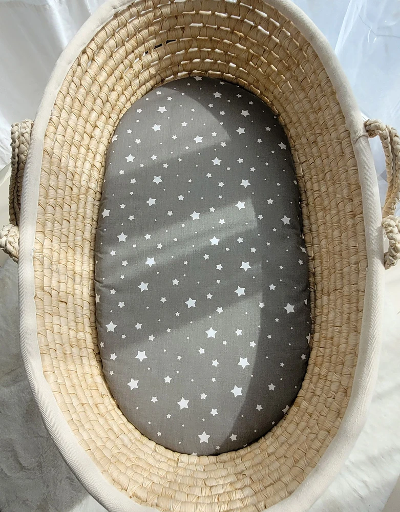 My Sweet Baby Medvilninis patalynės užvalkalas kūdikio lopšiui 75x35 cm, mini žvaigždutės, balta