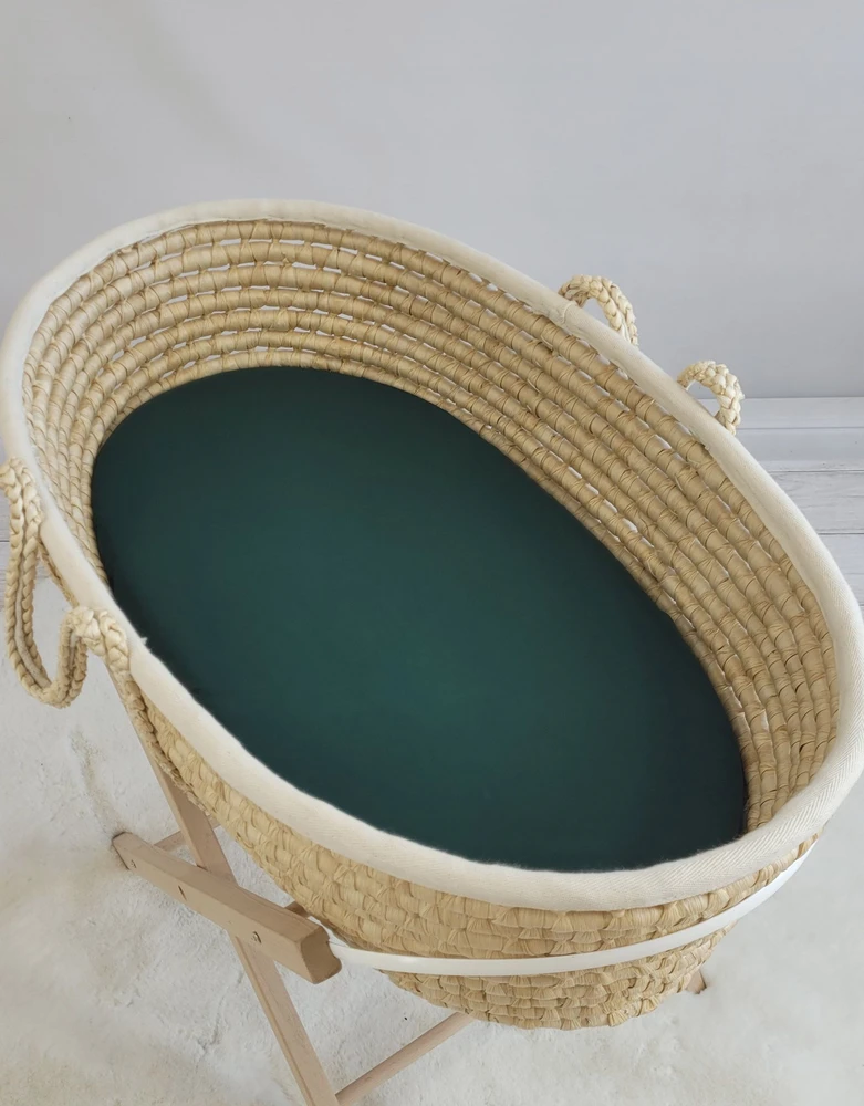 Medvilninis patalynės užvalkalas kūdikio lopšiui 75x35 cm butelių žalios spalvos