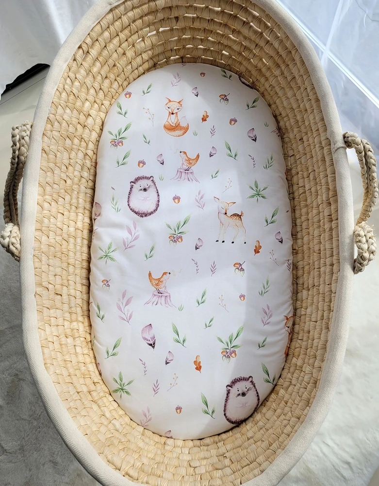 My Sweet Baby Medvilninis patalynės užvalkalas kūdikio lopšiui 75x35 cm miško raštas