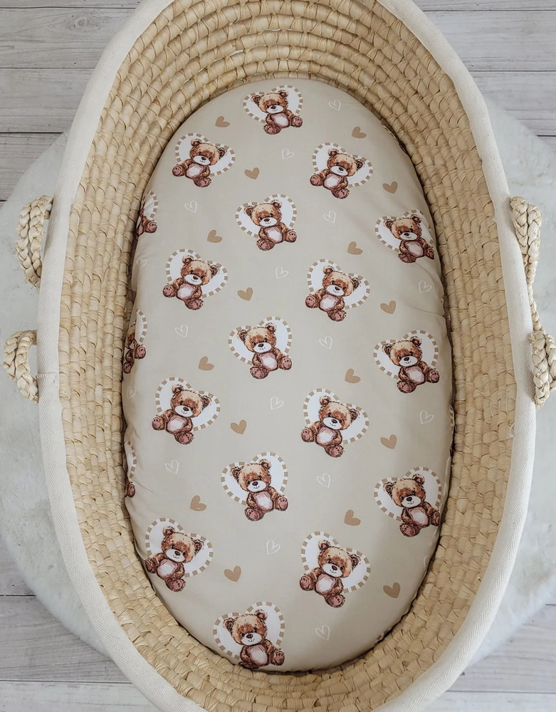 Medvilninis patalynės užvalkalas kūdikio lopšiui 75x35 cm Teddy Love