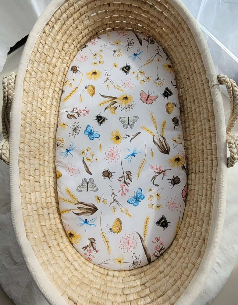 My Sweet Baby Medvilninis patalynės užvalkalas kūdikio lopšiui 75x35 cm vasaros pieva