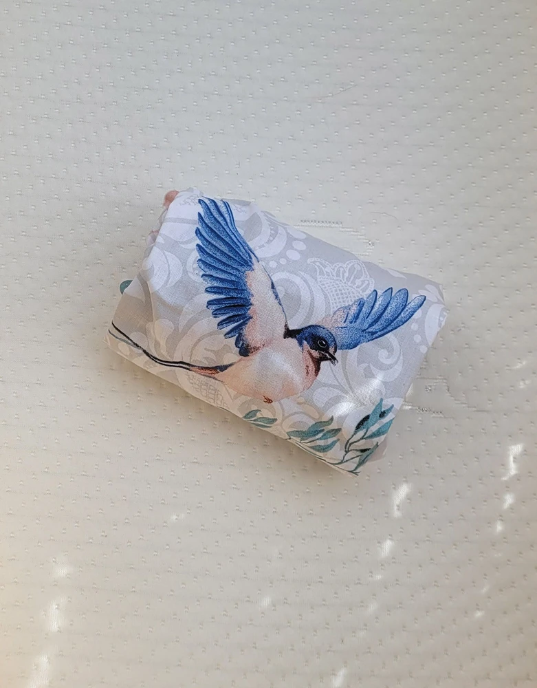 My Sweet Baby Medvilninis patalynės užvalkalas kūdikio lopšiui 75x35 cm mėlynos paukščių spalvos