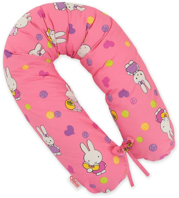 Medvilninis užvalkalas nėščiosios pagalvei Longer Hallo rabbit rožinis