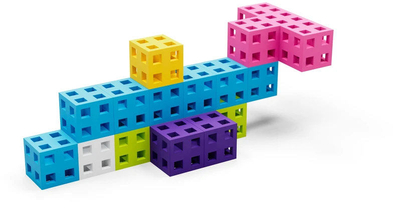Meli Cube 200 dalių konstruktorių rinkinys vaikams nuo 3 metų, skatina kūrybiškumą, rožinis
