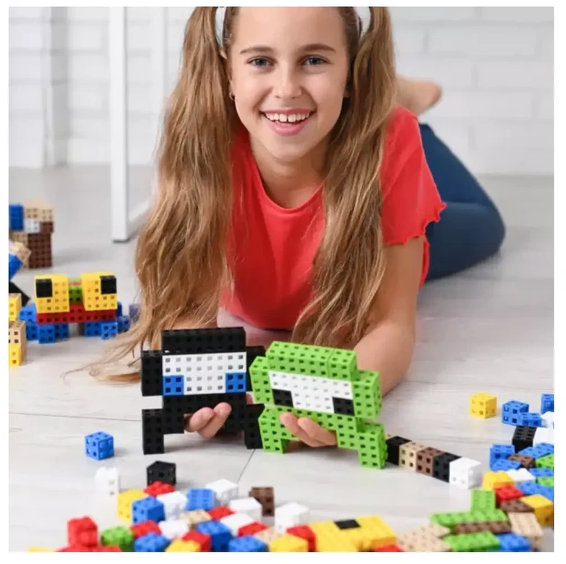 Meli Cube EDU 300 edukacinis konstruktorių rinkinys vaikams nuo 3 metų, skatina kūrybiškumą ir loginį mąstymą