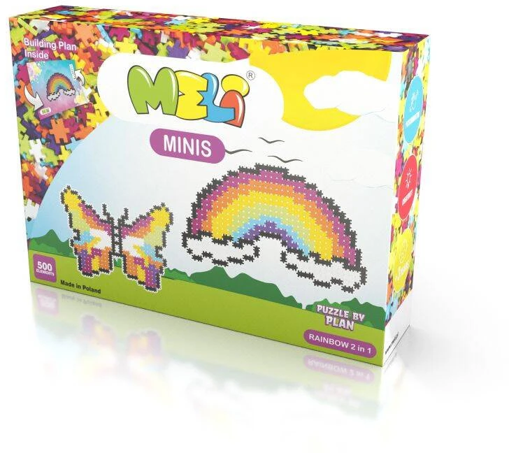 Meli Minis 2in1 kūrybinis 500 dalių konstruktorius vaikams nuo 4 metų, spalvotas