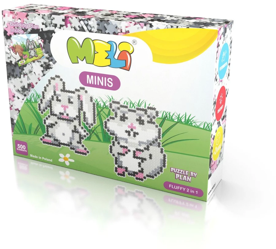 Meli Minis 2in1 kūrybinis konstruktorius su 500 detalių, vaikams nuo 3 metų, spalvotas