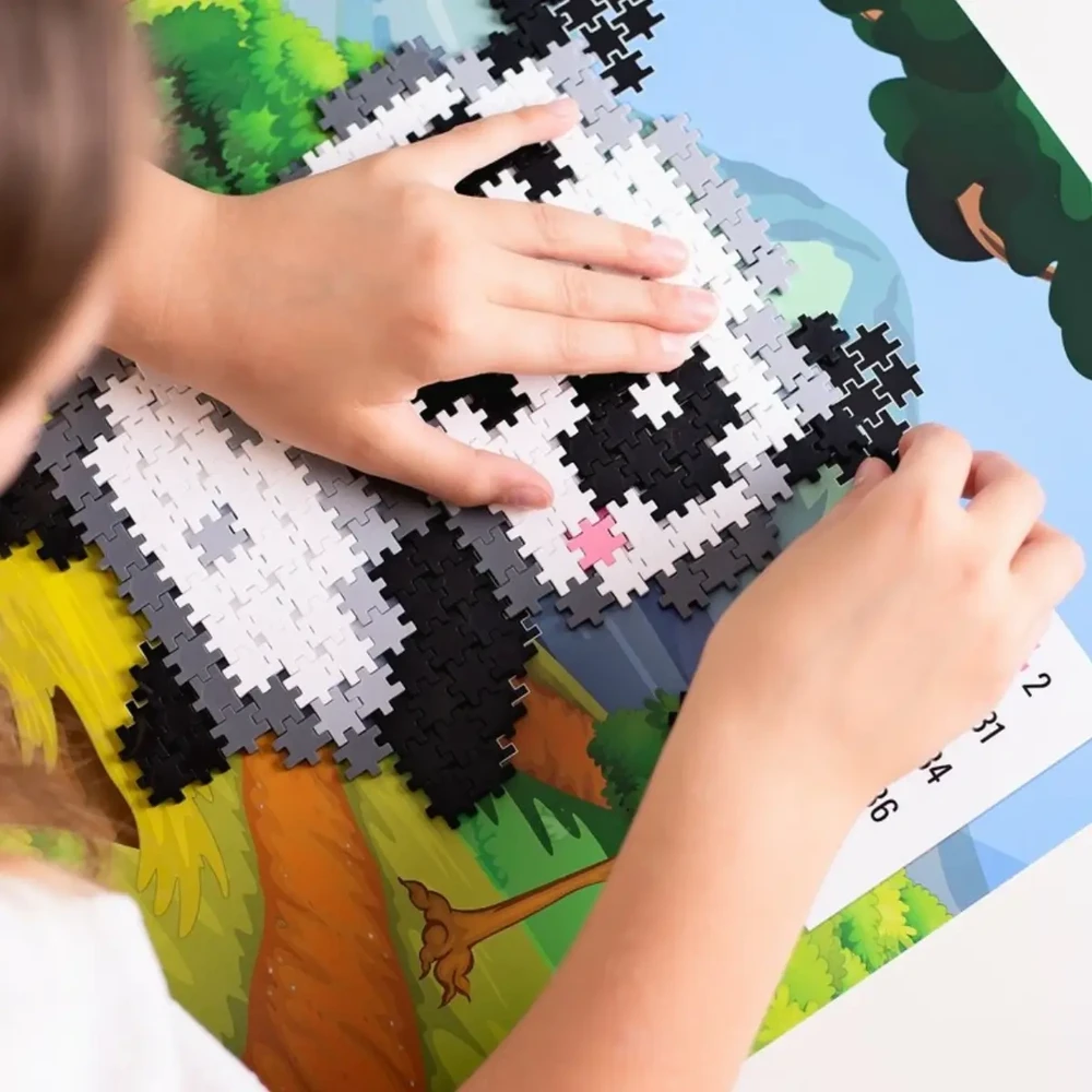Meli Minis Panda 2in1 kūrybinis 250 dalių konstruktorius vaikams nuo 4 metų, mokantis ir lavinantis, juodai baltas
