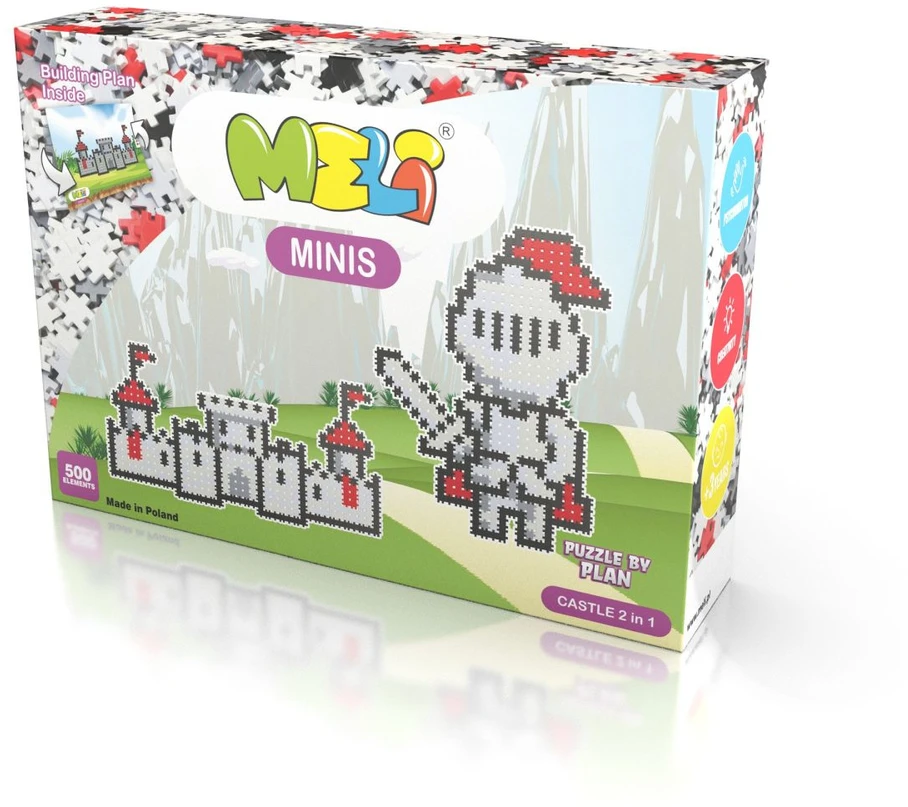 Meli Minis pilies konstruktorius 2in1 su 500 spalvotų kaladėlių, vaikams nuo 3 metų