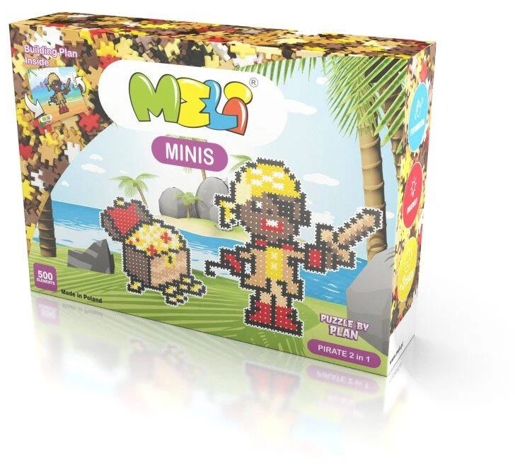 Meli Minis piratų konstruktorius 2in1, 500 detalių, vaikams nuo 3 metų, lavina kūrybiškumą