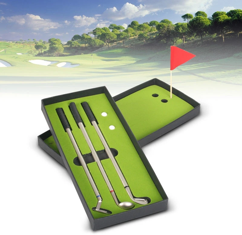 Gadget Factory Metaliniai golfo klubų formos rašikliai su keičiamomis kasetėmis, nuo 3 metų, mėlyni juodi raudoni
