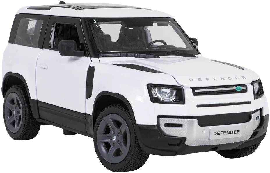 Metalinis žaislinis automobilis Land Rover Defender 90 1:24 baltas