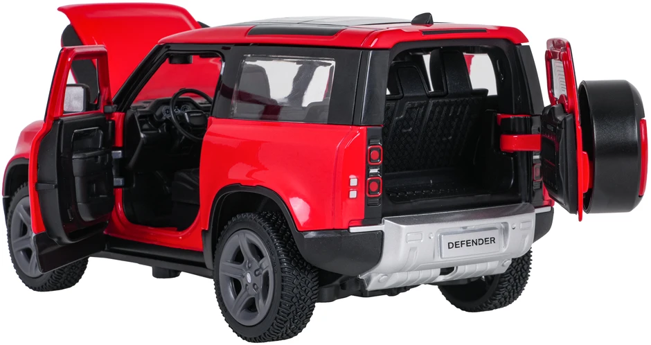 Metalinis žaislinis automobilis Land Rover Defender 90 1:24 raudonas