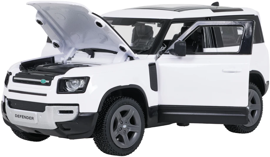 Metalinis žaislinis automobilis Land Rover Defender 90 1:24 baltas