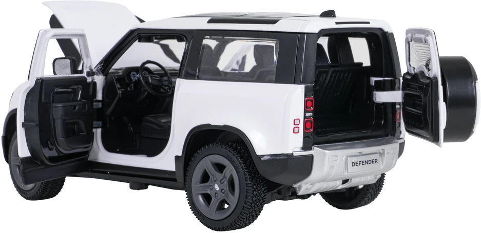 Metalinis žaislinis automobilis Land Rover Defender 90 1:24 baltas