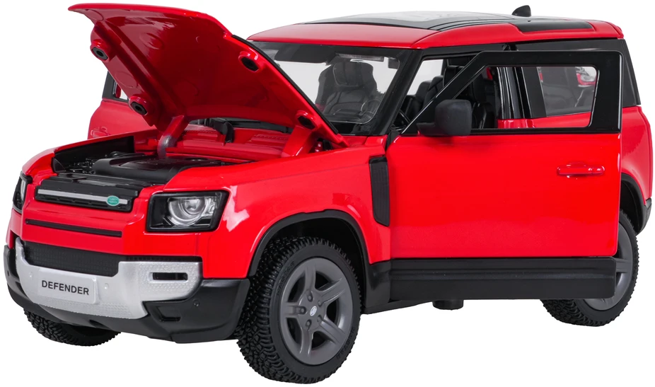 Metalinis žaislinis automobilis Land Rover Defender 90 1:24 raudonas