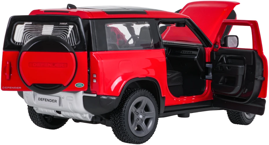 Metalinis žaislinis automobilis Land Rover Defender 90 1:24 raudonas