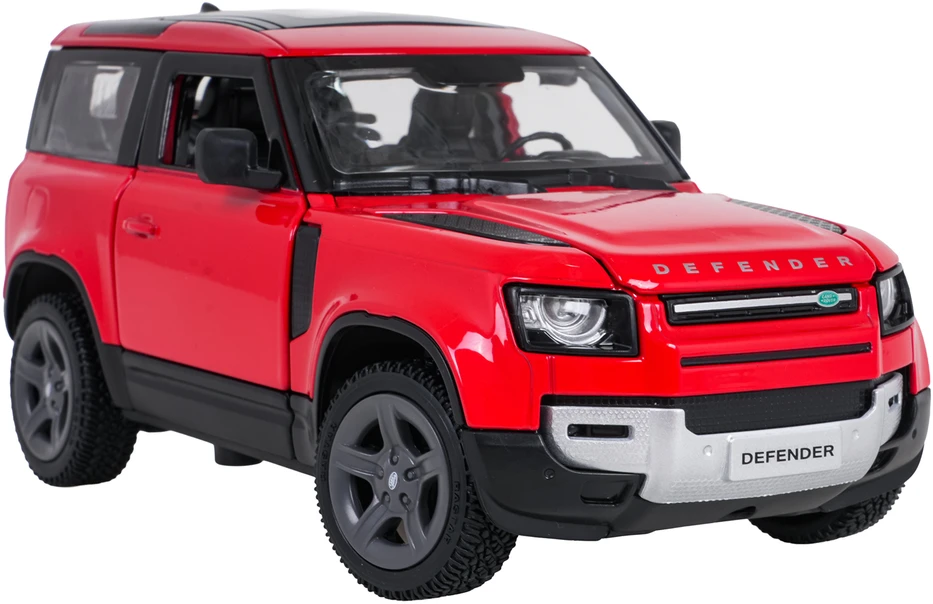 Metalinis žaislinis automobilis Land Rover Defender 90 1:24 raudonas