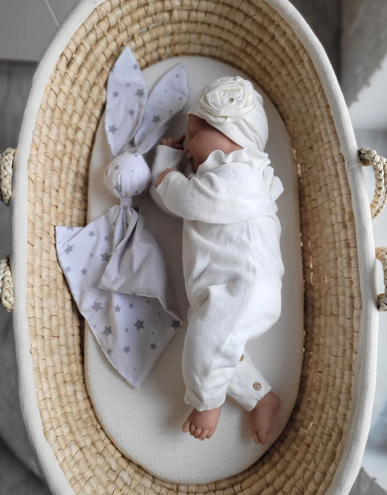 My Sweet Baby Minkštas medvilninis kūdikio pledas su zuikučiu, pilki žvaigždutės, pilkas