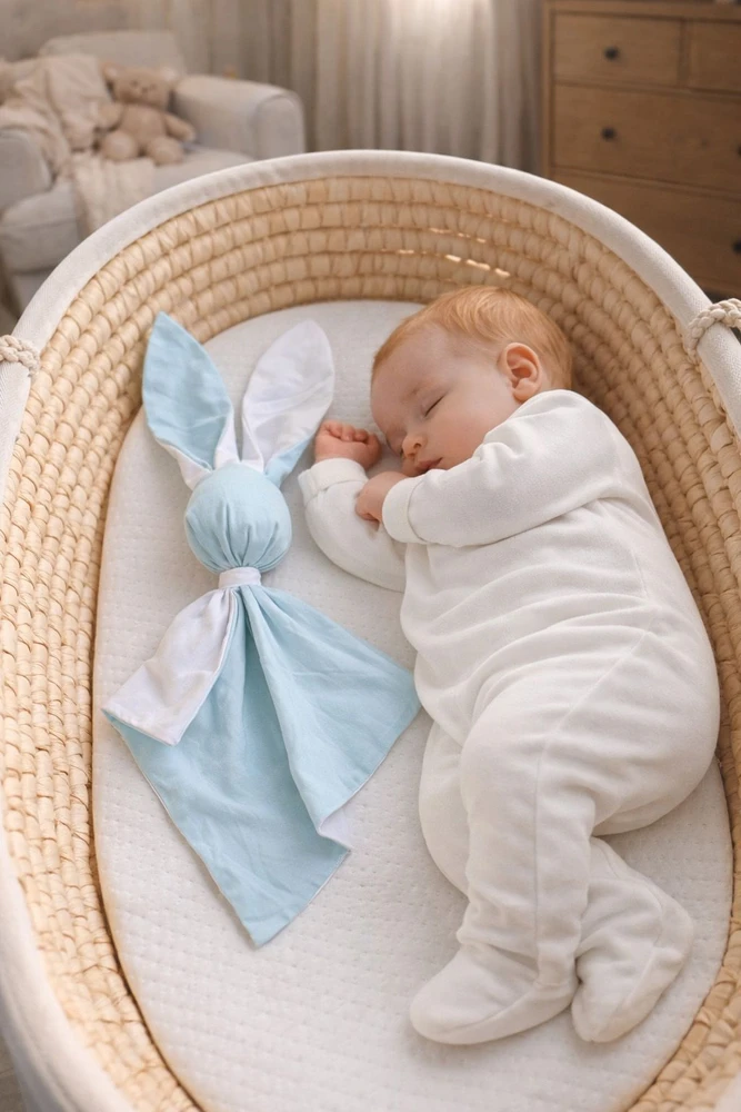 My Sweet Baby Minkštas medvilninis kūdikio pledas zuikutis, žalsvai baltas