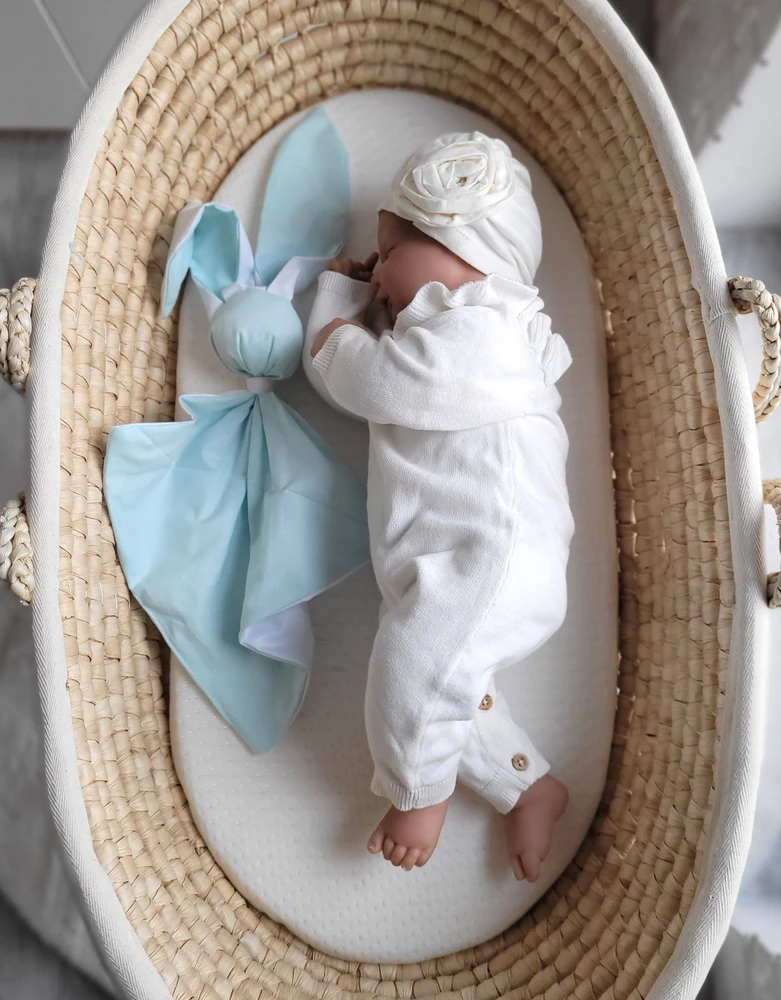 My Sweet Baby Minkštas medvilninis kūdikio pledas zuikutis, žalsvai baltas