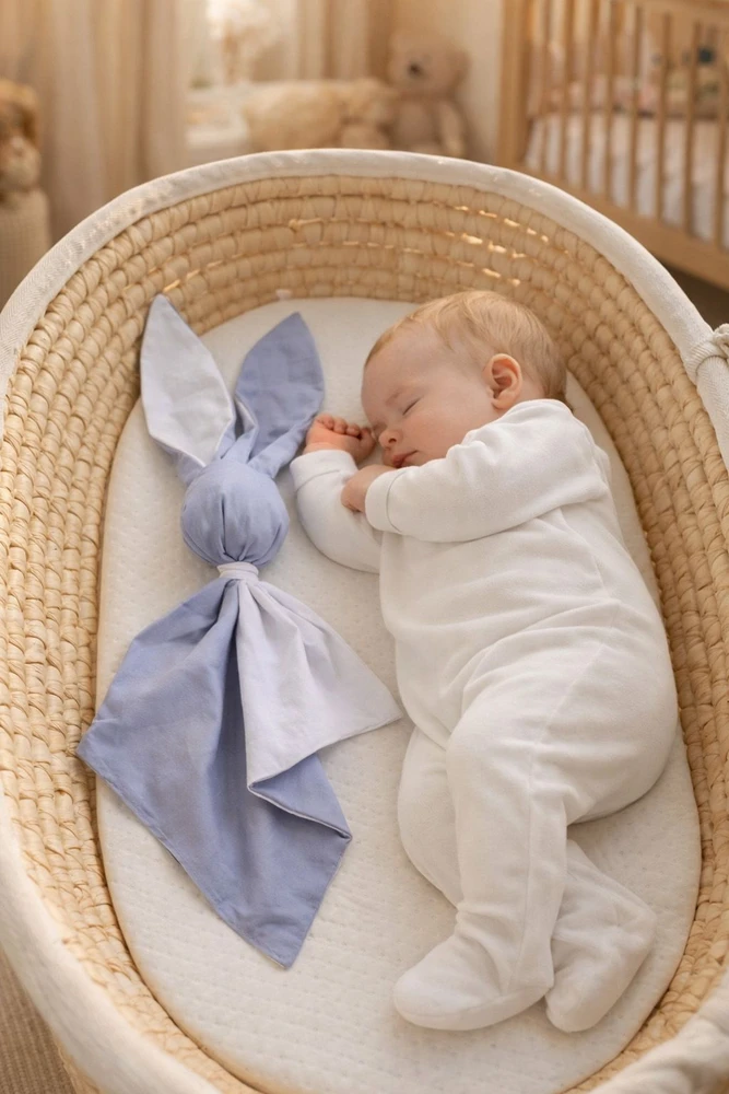 My Sweet Baby Minkštas medvilninis kūdikio pledas zuikutis, pastelinė mėlyna/balta