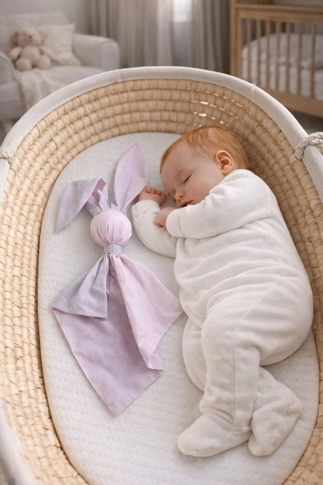 My Sweet Baby Minkštas medvilninis kūdikio pledas zuikutis, rožinė pilka