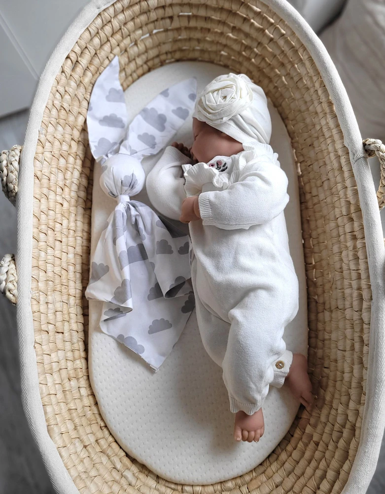 My Sweet Baby Minkštas medvilninis kūdikio pledas zuikutis, pilki debesys