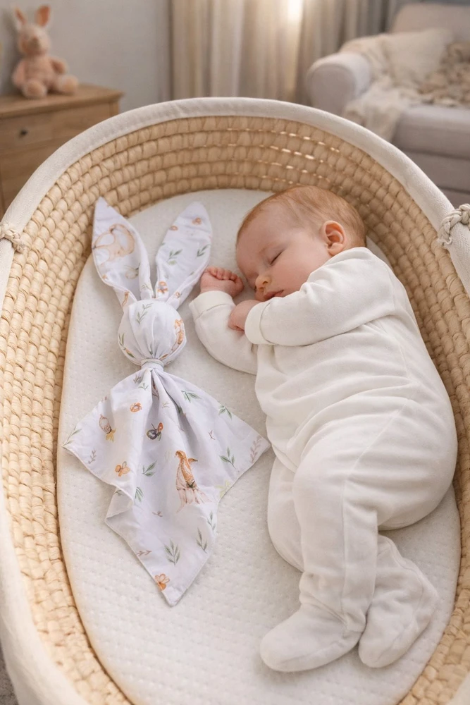 My Sweet Baby Minkštas medvilninis pledas kūdikiui su zuikučio motyvu, miško spalvos