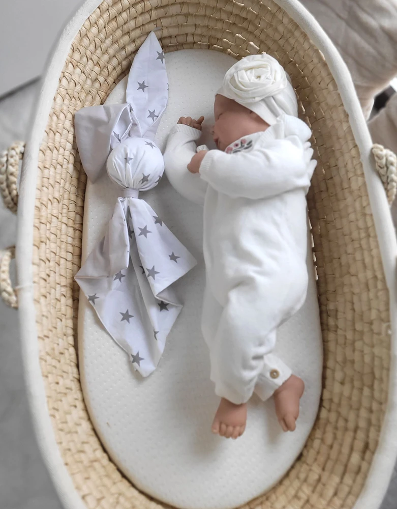 My Sweet Baby Minkštas medvilninis pledas kūdikiui su zuikučio figūra, pilkas su žvaigždutėmis