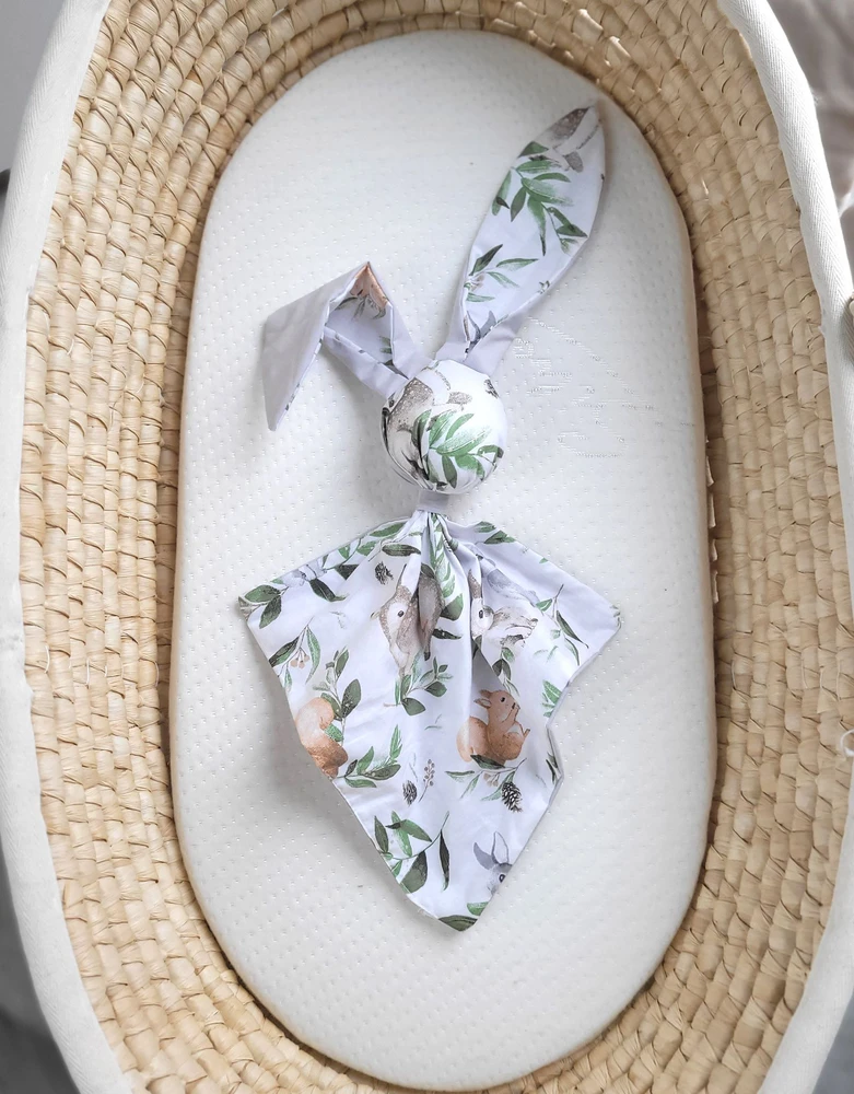 My Sweet Baby Minkštas medvilninis pledas kūdikiui su kiškučio aplikacija, žalia-pilka